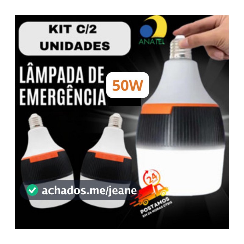 KIT C/ 2 Lâmpada De Emergência 50w/30w/20w Bivolt