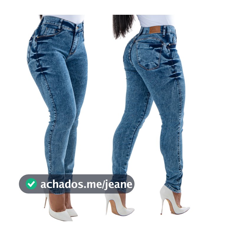 Calça Jeans Feminina Com Lycra Modelo Eskine Lavagem Moderna Casual