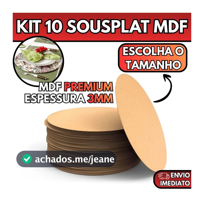 Kit 10 Base Para Sousplat Suplat Em MDF Vários Tamanhos Mesa Posta Jogo Americano Artesanato Pintura