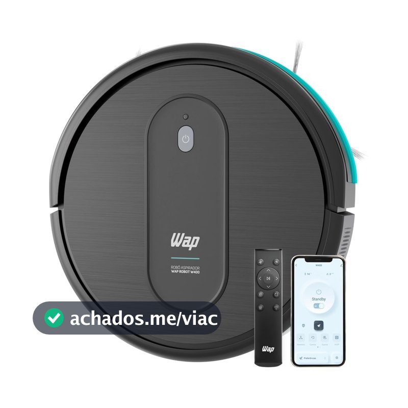 Robô Aspirador WAP Robot W400 C/ Controle Varre Passa Pano