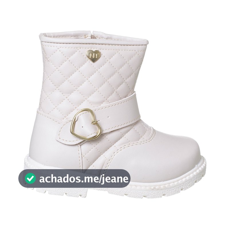 Bota Coturno Infantil com zíper de Menina Blogueira Cano Matelassê Antiderrapante Confortável