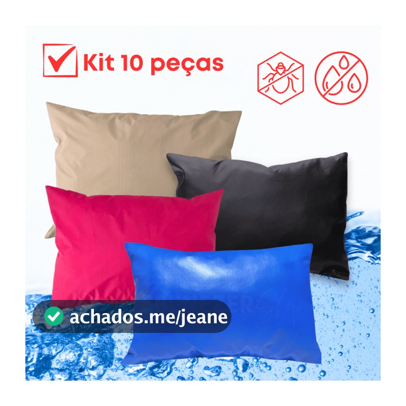 Kit 10 Capa Protetora Travesseiro Impermeável Zíper 50x70cm Resistente Silenciosa Hospitalar Fronha Antialergico