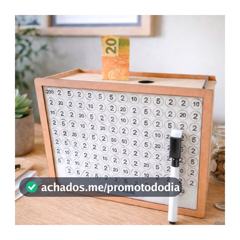 Cofre MDF Desafio 10 Mil 5 Mil 1 Mil Personalizado Com Caneta Caixa De Dinheiro Decorativa Organizadora Metas Financeira
