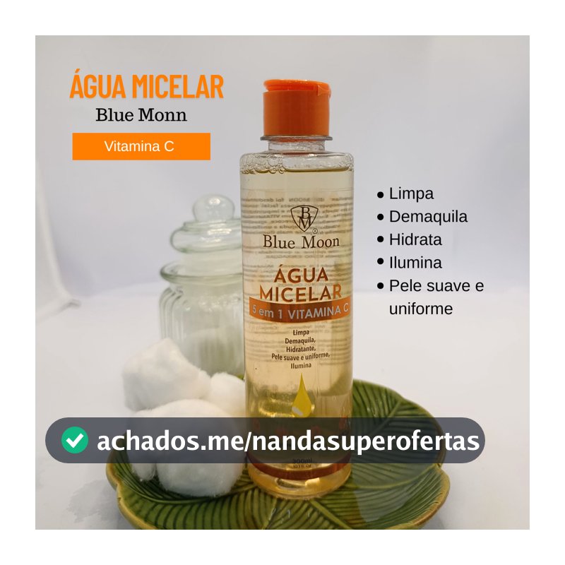 Água Micelar Vitamina C 7em1 limpeza facial 300ml Skin Care Demaquilante Limpeza Profunda