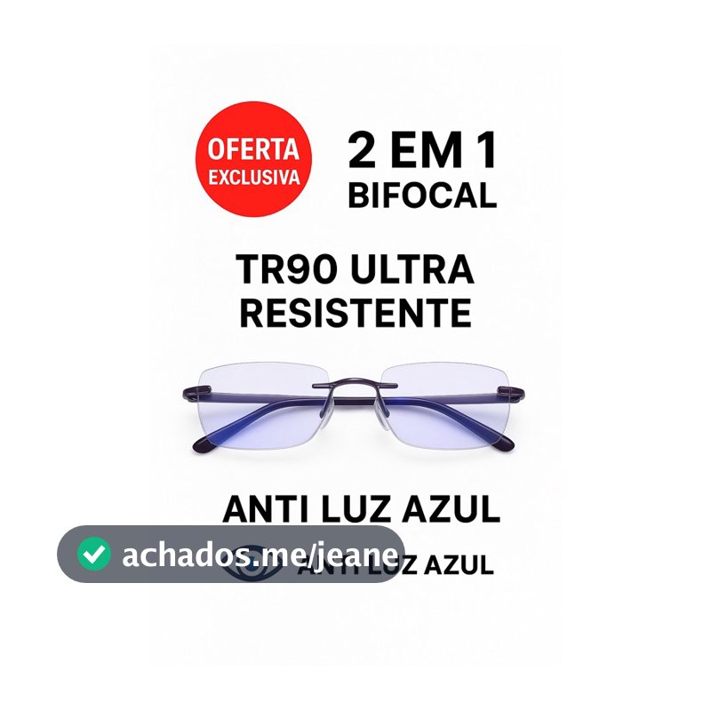 Óculos de Grau Leitura Inteligente Bifocal 2em1 TR90 Anti Luz Azul Perto/Longe Moderno Multifocal