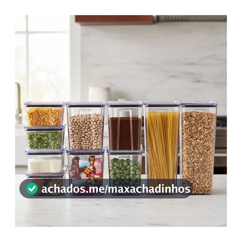 Kit 10 Pote Hermético Empilháveis Porta Mantimento Cozinha Organizador Rebirth