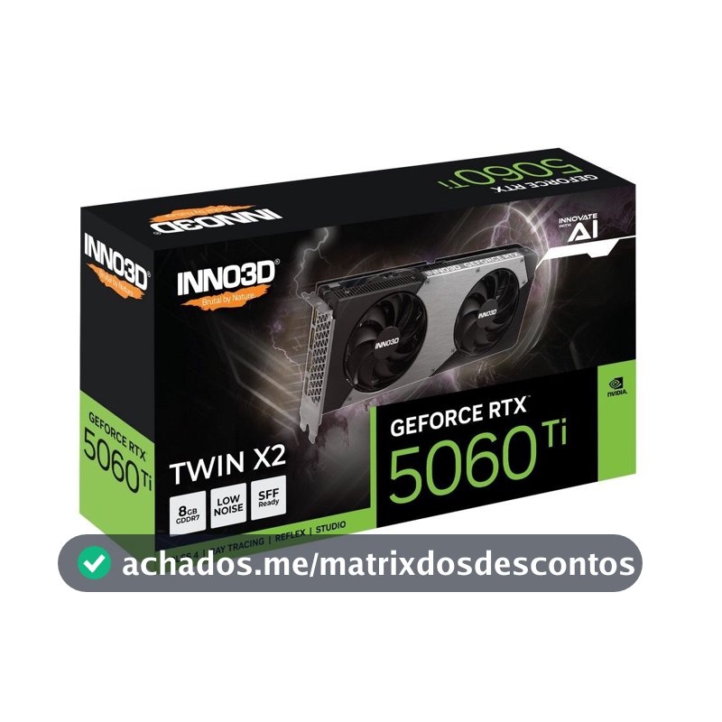 Placa de Video GeForce NVIDIA INNO3D RTX5060TI 8GB TWIN X2  GDDR7 N506T2-08D7-193075N