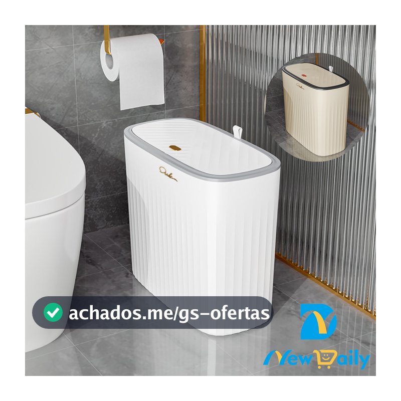 15L Lixeira grande com tampa de Click pressão, ideal para uso em cozinhas, salas e banheiros. LP-51-BC