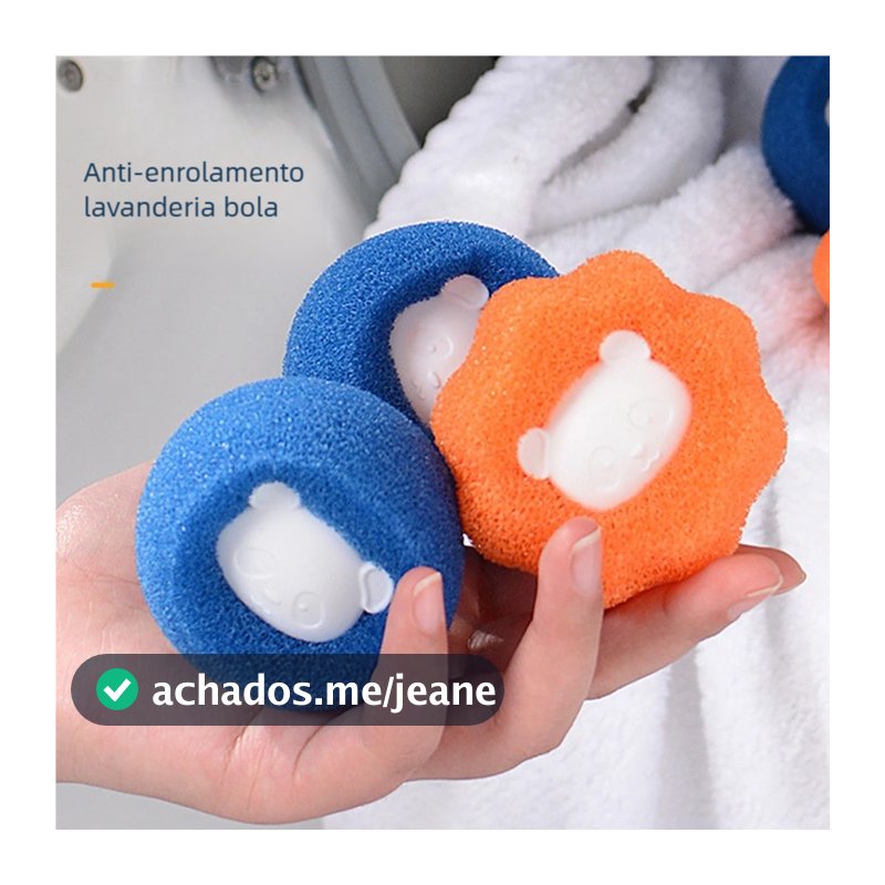 Conjunto 4 Bolas Panda 6cm - Tira Pelos para Máquina de Lavar! Fácil e prática, remove pelos e fiapos da roupa com efici