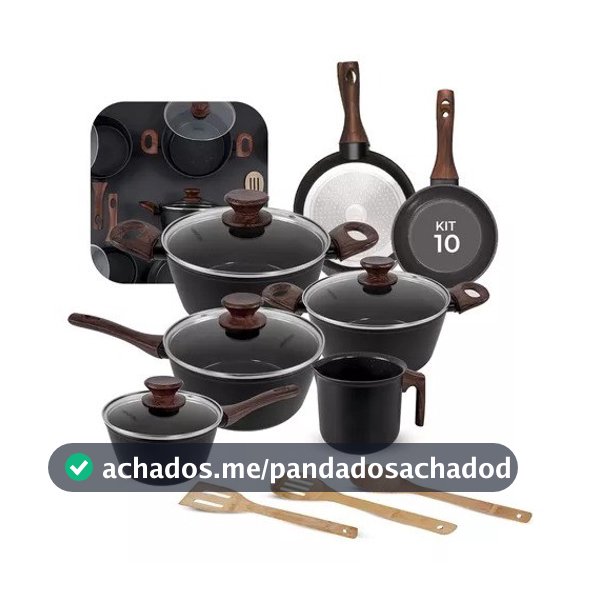 Jogo De Panelas Antiaderente Cerâmica Mimo Style 10 Peças Black Premium