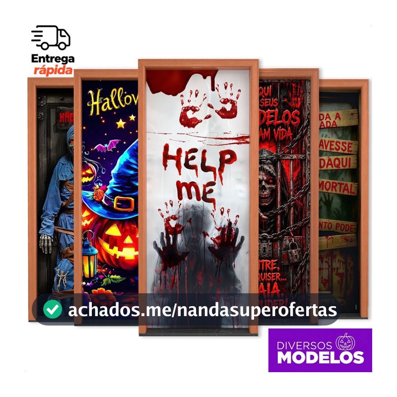 Capa De Porta Halloween Decoração Terror Dia das Bruxas Veste Porta Sublimado Em Tecido 0,80x2,10m