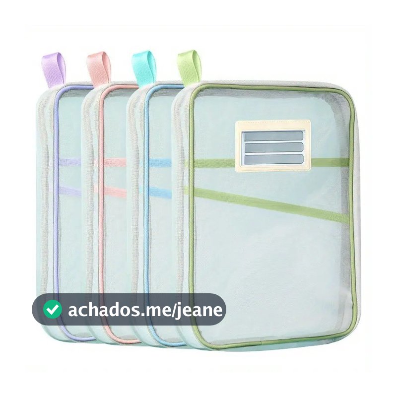 Pasta Arquivo Transparente Com Zíper E Divisórias De Malha Nylon Boa Capacidade Portátil