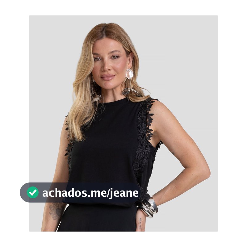 Blusa Feminina Com Renda Guipir Dianna Preto