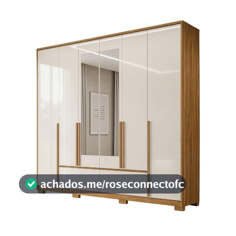 Guarda Roupas Casal com Espelho 6 Portas 4 Gavetas Quartzo