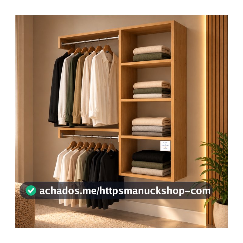 Arara Suspensa de Parede com Cabideiro – Closet Aberto Organizador de Roupas -67