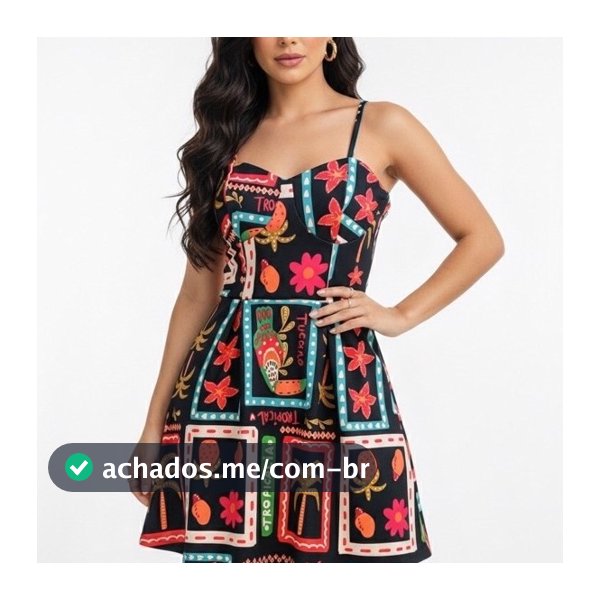 Vestido Feminino Alça Rodadinho Estampado Soltinho Moda Verão