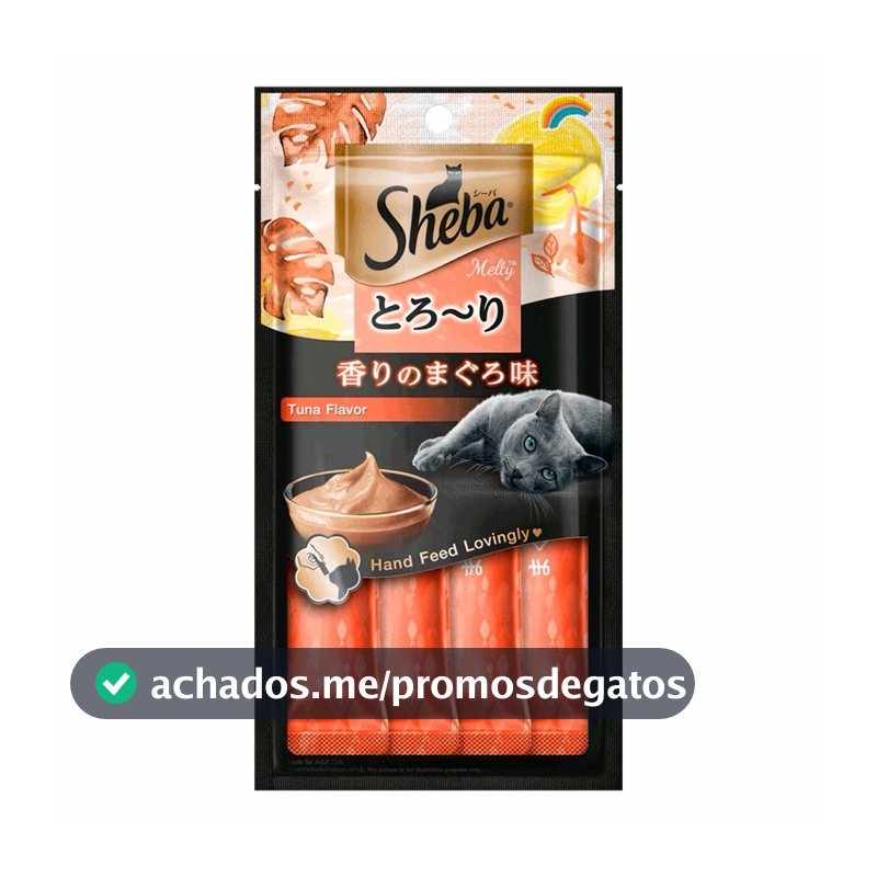 Petisco Cremoso Sheba para Gatos Sabor Atum - Baixo em Calorias, Sem Grãos, Alta Umidade