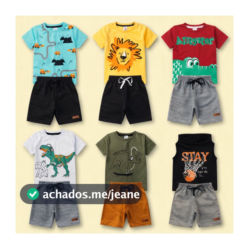 Kit Sortido 10 Peças de Roupas Infantil Menino - 5 Camisetas + 5 Bermudas - Kit 5 Conjuntos Masculino