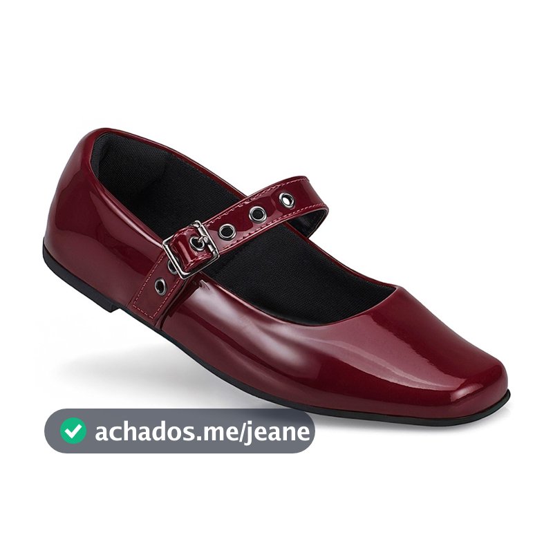 Sapatilha Mary Jane Feminina Fivela Bico Quadrado Clássico Retro 195