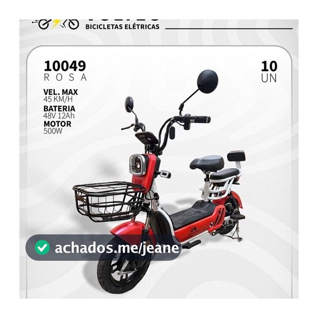 Scooter Elétrica 500W Vermelho - CNH Não Necessária,Bateria chumbo, Design Funcional, carregador