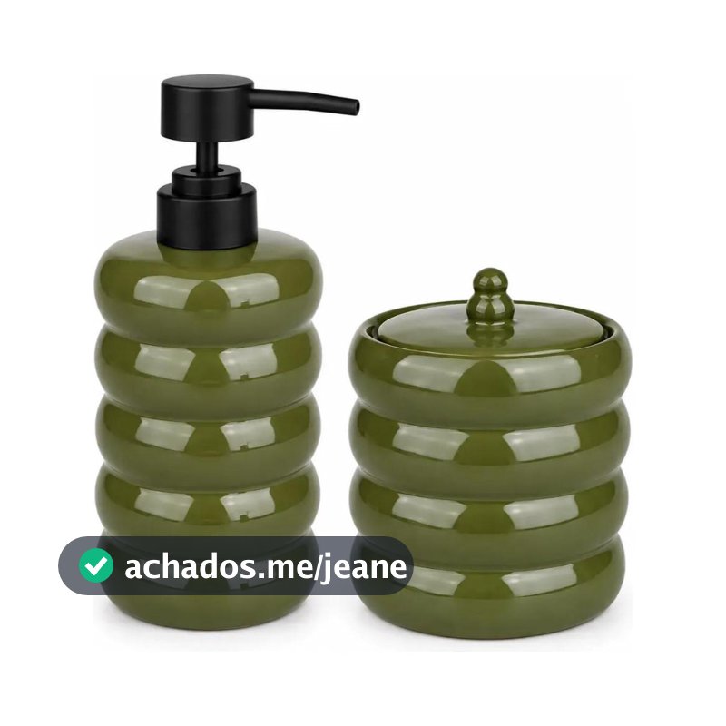 Porta Sabonete Líquido E Algodão Oikos Verde Gomos P/bancada