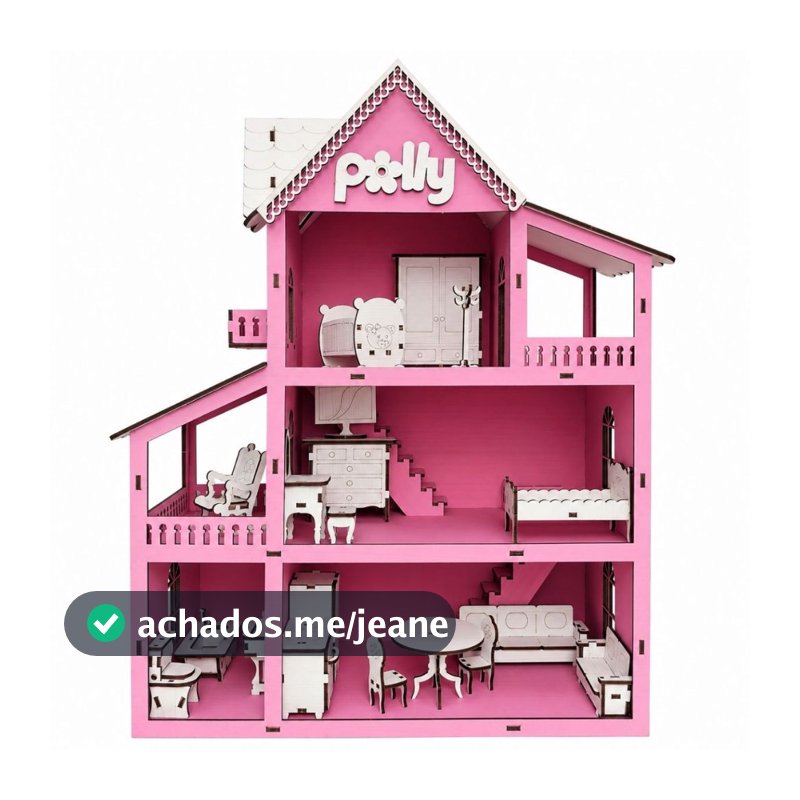 Casinha de Boneca Infantil com Moveis acompanha Parquinhos em Mdf Pintada