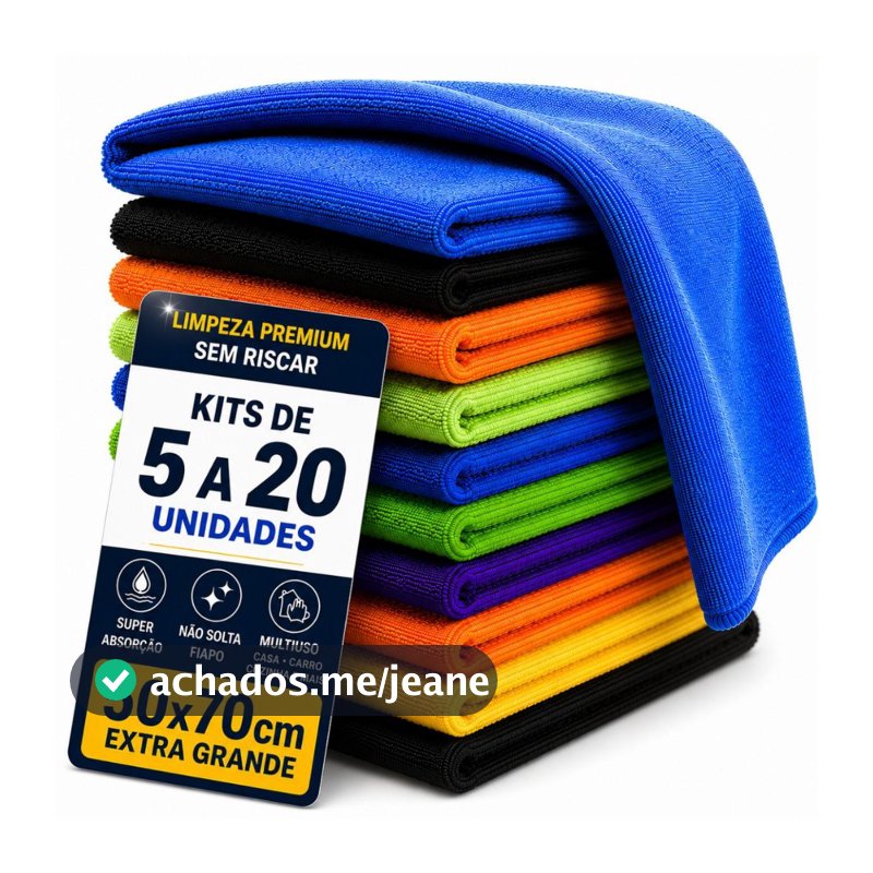 Pano Microfibra Gigante Premium 50x70cm - Neves - Multiuso - Chão - Limpeza Geral - Multicores