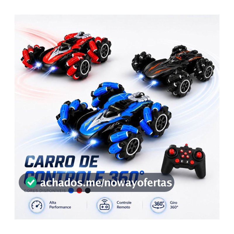 Carrinho de Controle Remoto Acrobático Drift Radical Gira 360º Com Luz de Led  Várias Funções