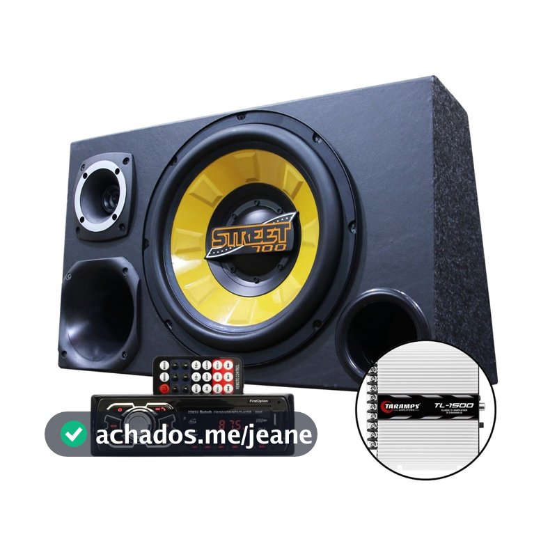 Kit Som Automotivo Caixa Trio Subwoofer Spyder 700w Radio Aparelho Bluetooth Modulo Amplificador Barra