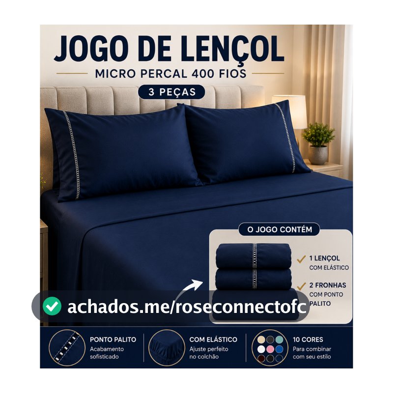 Lençol 400 Fios + 2 Fronhas Toque de Hotel Percal |Solteiro|Casal|Queen|king