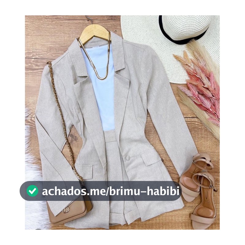 Conjunto Feminino linho Shorts +  blazer Alfaiataria Elegante Social