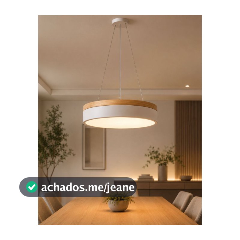 Pendente Plafon Nitrolux Madeira Branco Moderno 20w 1400lm Cor da Luz Ajustável