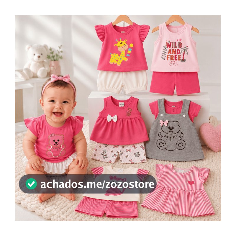 Kit 6 Peças Menina Bebê Infantil Peças de Roupas Inverno Infantil Fashion Short Blusa Algodão
