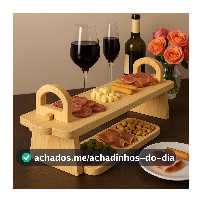 Tabua de Frios Madeira Pinus Servir Porções Petiscos Petisqueira para Pão Luxo Ceia Natal Decorativas