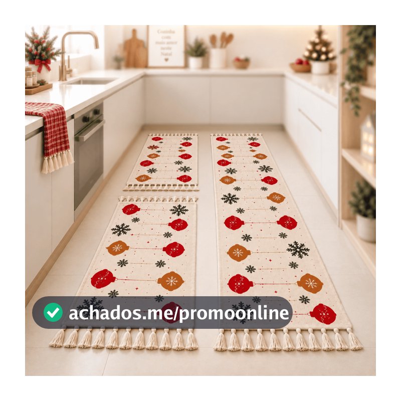 Jogo de Passadeira Natal 3 Peças de Tear Tapete de Cozinha Decoração Natal