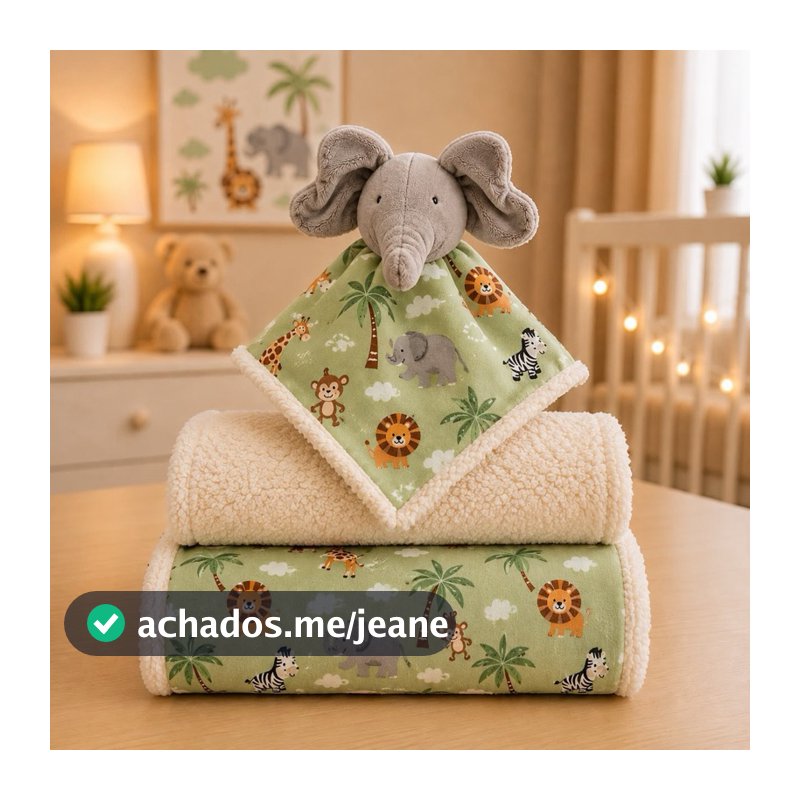Kit Manta Sherpa Quentinha + Naninha p/ Bebê Menino/Menina (1 Naninha)
