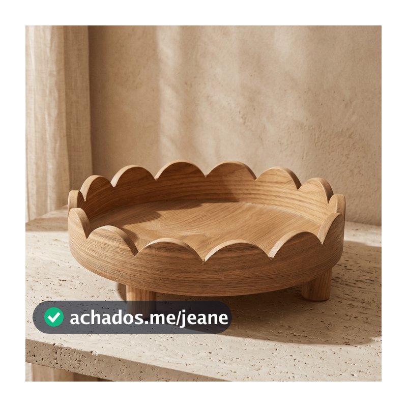 Centro de Mesa Bandeja Madeira Scallop Borda Ondulada 30cm Centro de Mesa Orgânico Luxo Minimalista
