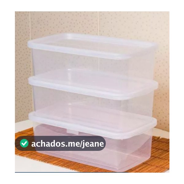 Kit 6 Potes Transparente 3L Retangular Mantimentos Presidio - Plasconex