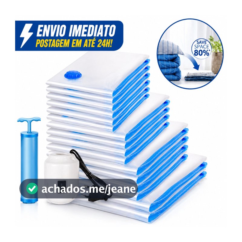 Kit 5 ou 10 Saco A Vácuo Grande Organizador Edredom Coberto Mala Roupa De Cama com bomba elétrica Grande 110x70
