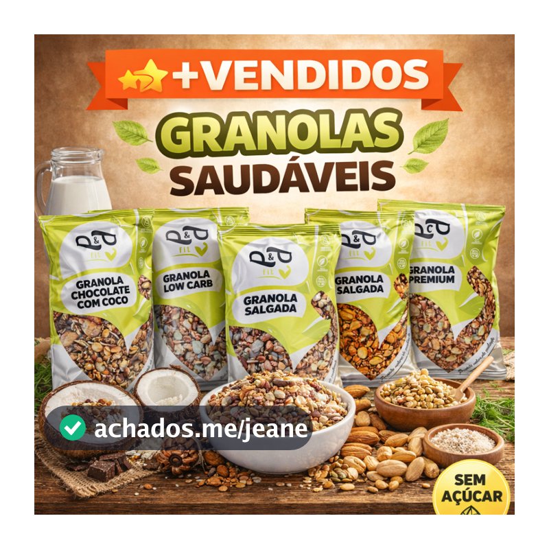 Granola Gourmet P&P - Premium Chocolate Zero Açúcar Low Carb Frutas Vermelhas Salgada