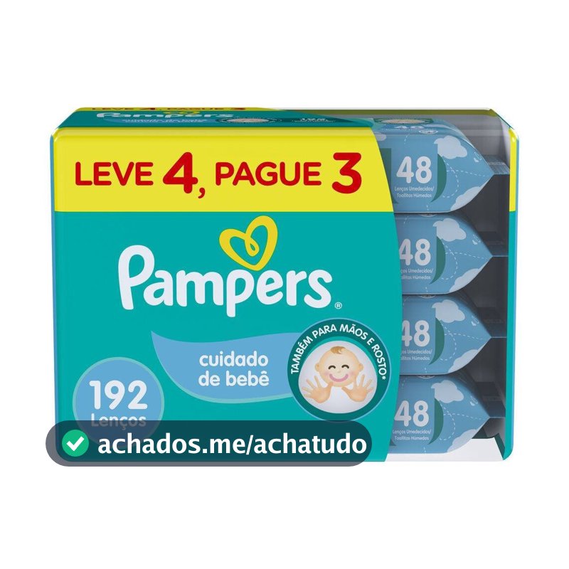 Lenços Umedecidos Pampers Cuidado De Bebê Leve 4 Pague 3 Com 48 Unidades