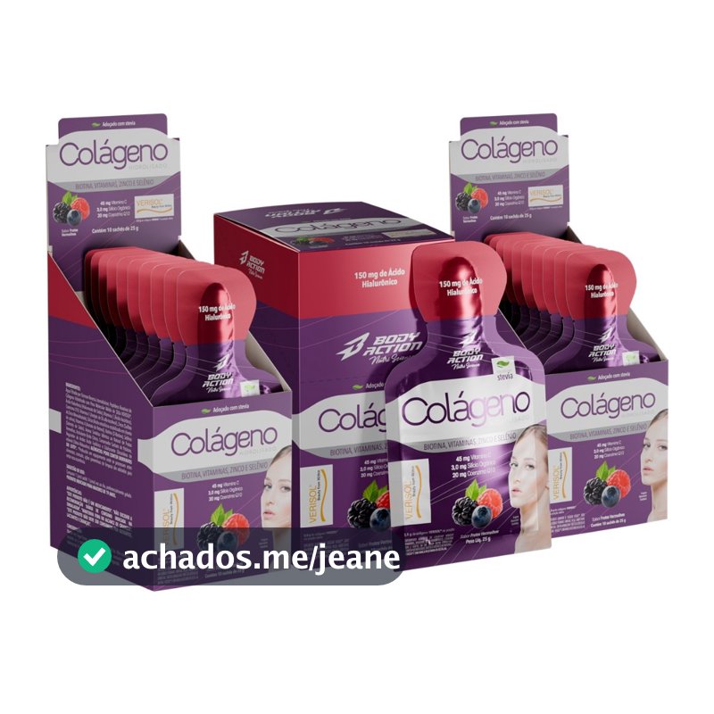 Kit 3x Colágeno Verisol Ácido Hialurônico Gel - Total 30 Sachês Bodyaction