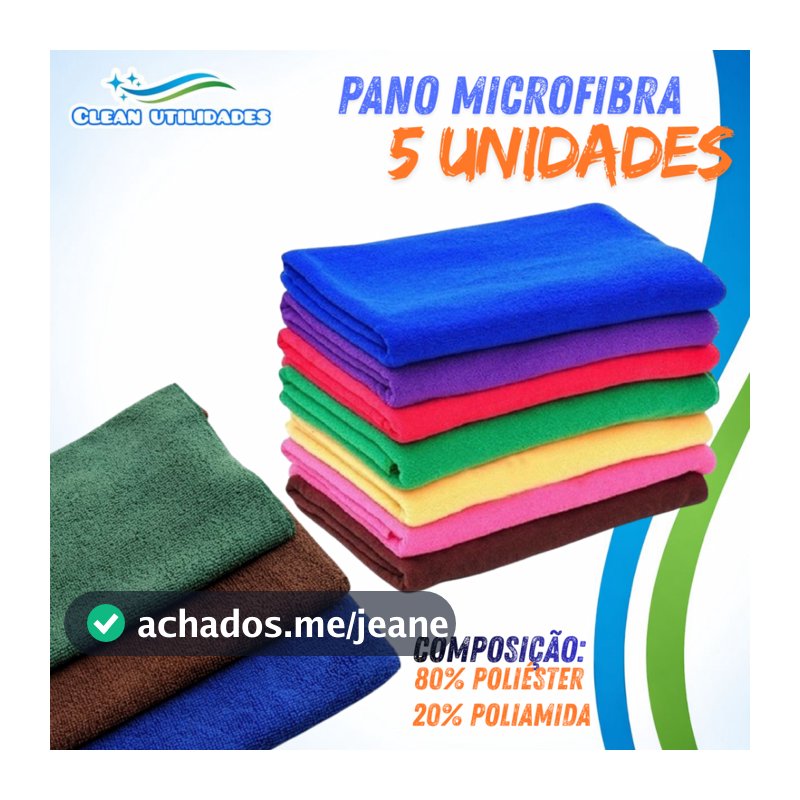 Pano de chão Microfibra 50 x 70 limpeza - 5 PEÇAS - Pano microfibra