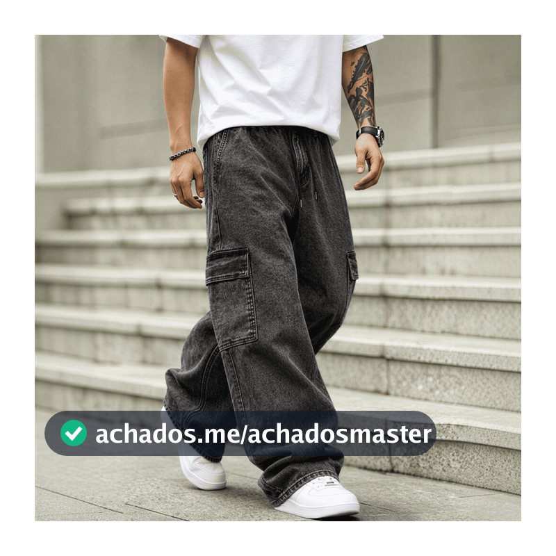Calça Cargo Unissex Larga Baggy Wide Leg Streetwear Skate Hip Hop Oversized Casual Cordão Ajustável Bolsos Cargo Moda