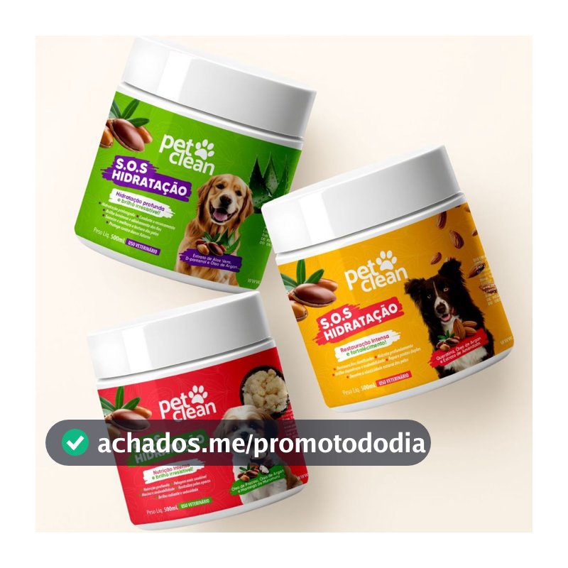 Pet Clean Combo Máscara Hidratação Nutrição Restauração S.O.S Pelo Cães e Gatos Cronograma 500g