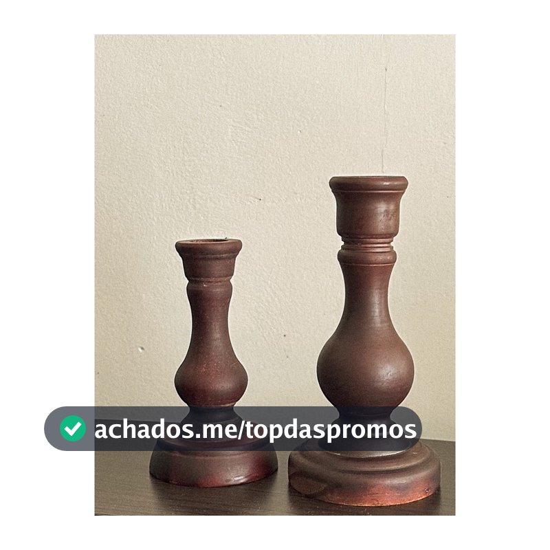 Castiçal Madeira Torneado Porta Vela Castiçal Decoração Sala Mesa Posta Rústico | Vintage Farmhouse Provençal Clássico