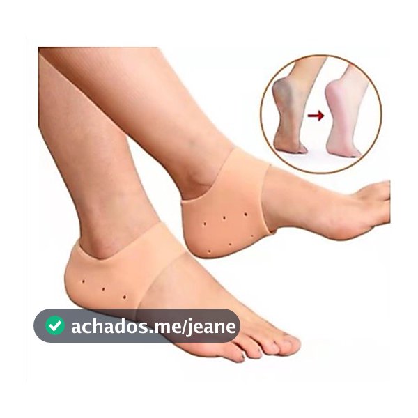 Par de Meia Palmilha Silicone Gel Protecao Ortopedica Esporao Calcanhar Fascite Tamanho Unico