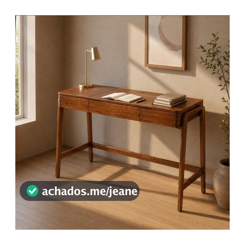 Escrivaninha Mesa Escritório Madeira Maciça 125,6cm Aura Yescasa Marrom/Garapa