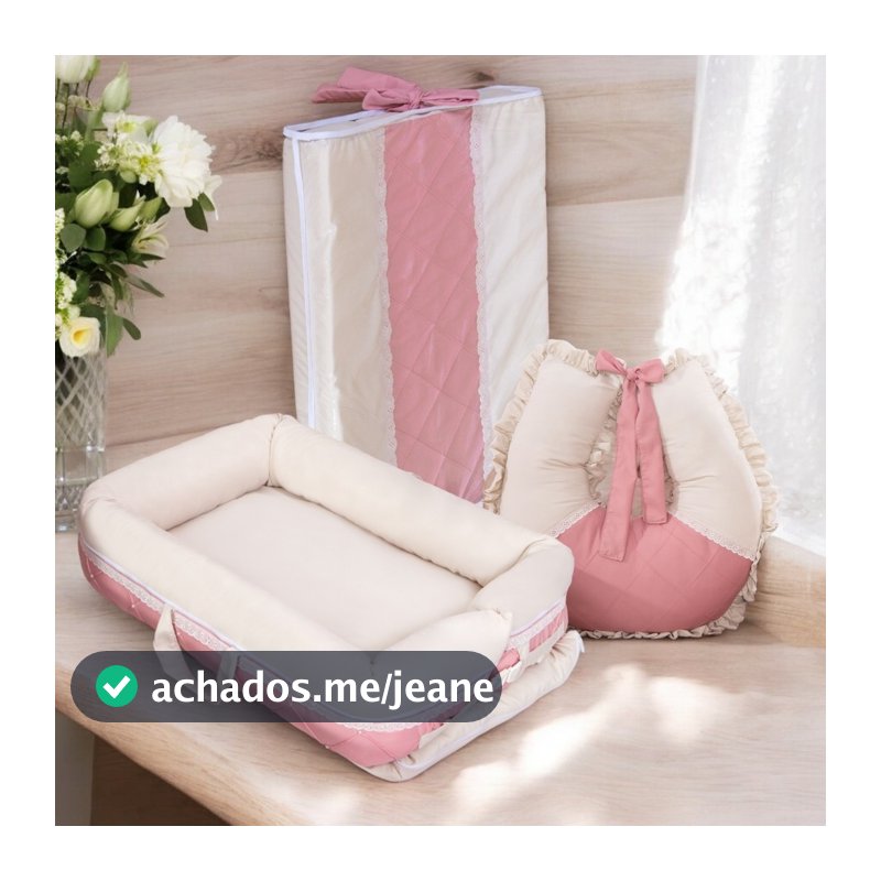 Kit 3 Peças Trocador Anatômico Ninho e Almofada Amamentação Luxo Para Bebe