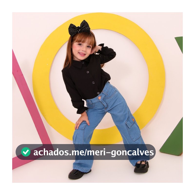 Calça Cargo Wid Leg Infantil Juvenil Crianca Calca Boca Larga Ajuste Lateral Moda Bolsa Jeans 100%